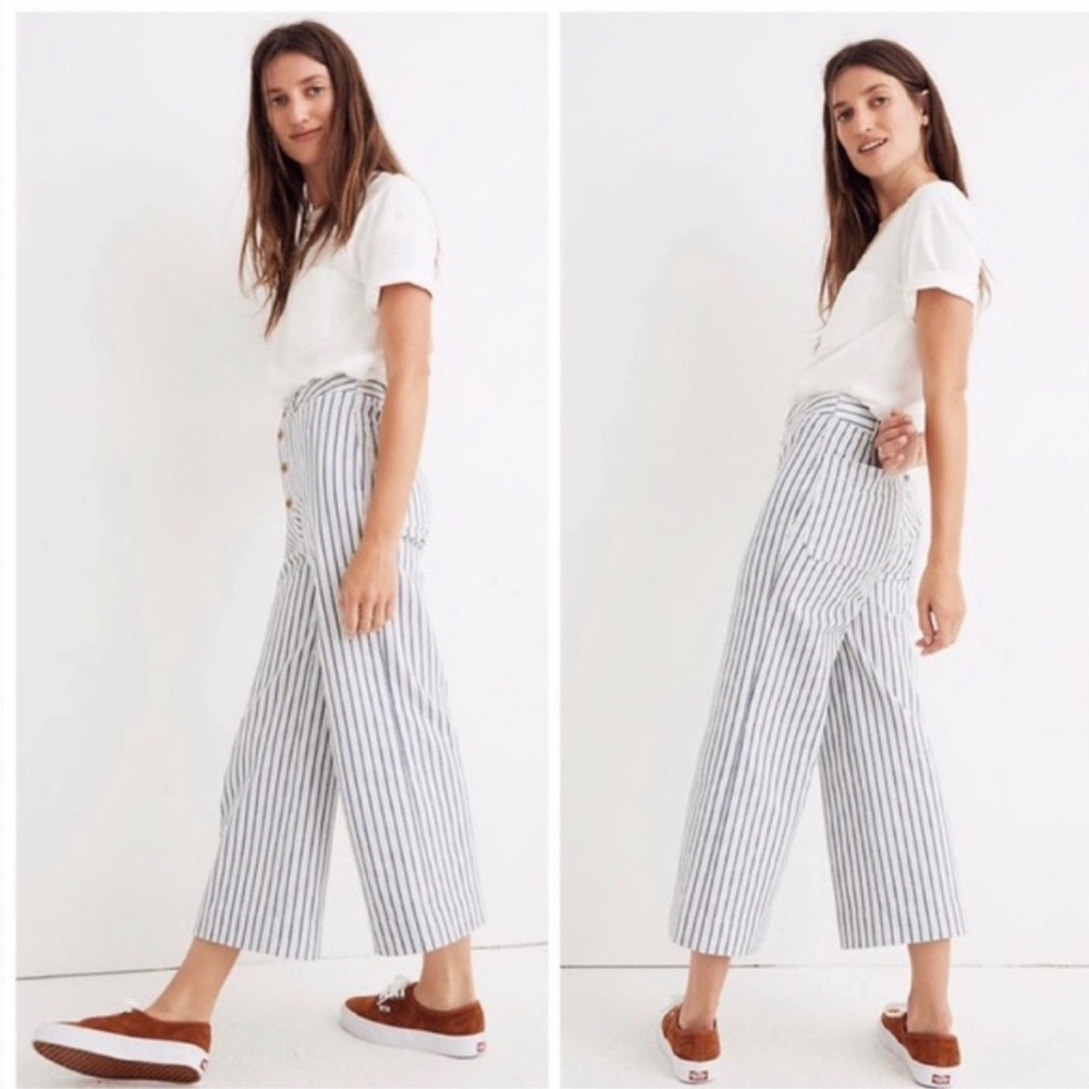 Madewell size 23 Emmett Wide-Leg Crop Pants in Stripe